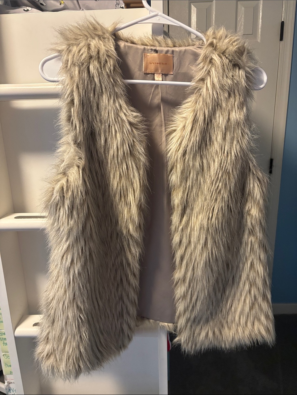 Skies are Blue Beige Faux Fur Vest